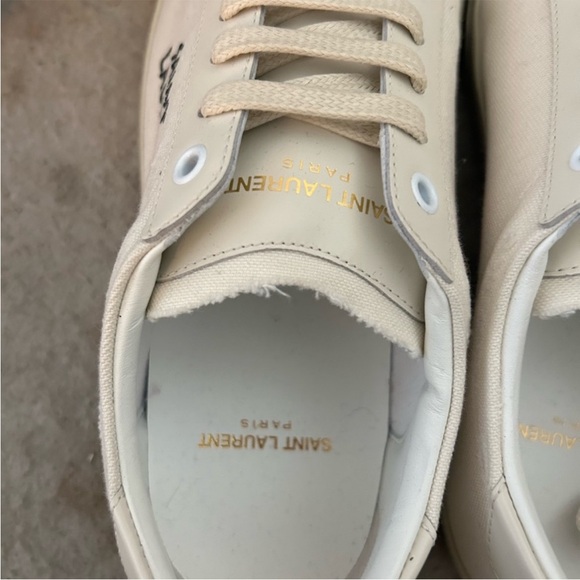 Saint Laurent SL/06 court classic leather trimmed distressed canvas sneaker - Picture 10 of 10